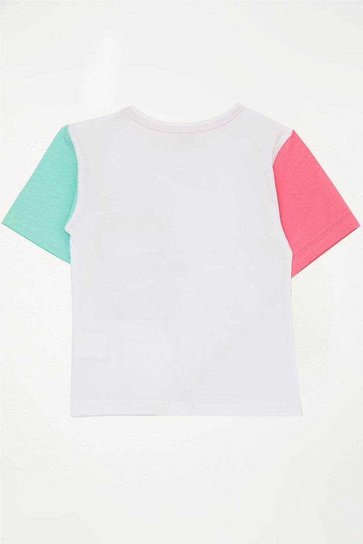 BRE Macaw Girl's T-shirt with Cat Print, 3-7 Years, White - Tlapa de Comonfort