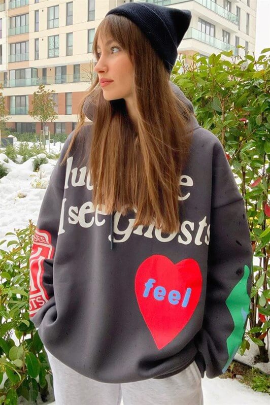 MDX Mad Girls Anthracite Printed Oversize Sweatshirt MG903 - Leyland