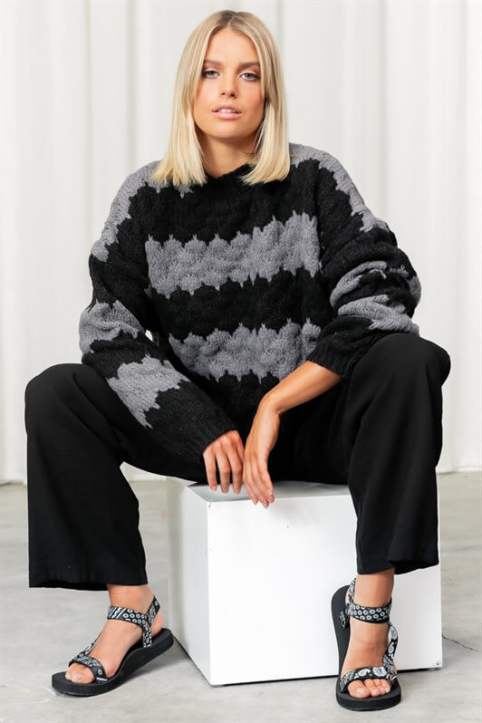 MDX Anthracite Patterned Oversized Sweater MG1205 - Mechanicsville