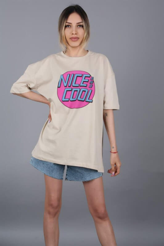 MDX Mad Girls Beige Printed T-Shirt Mg1149 - Schwerin
