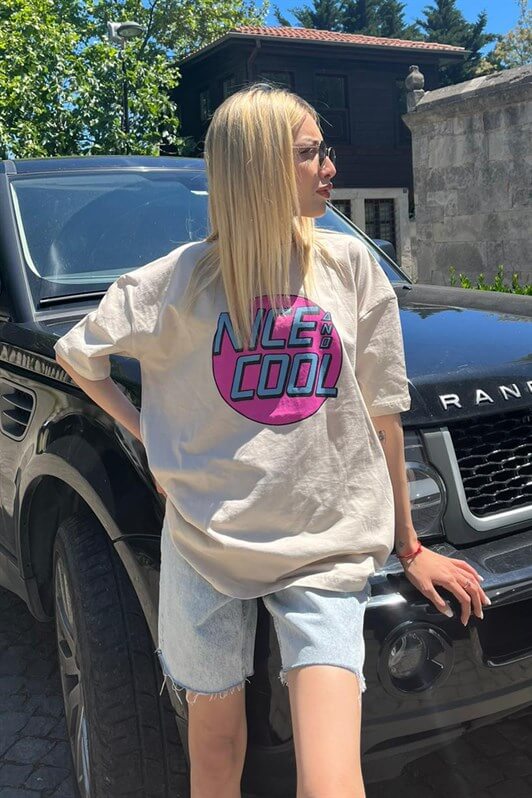 MDX Mad Girls Beige Printed T-Shirt Mg1149 - Schwerin