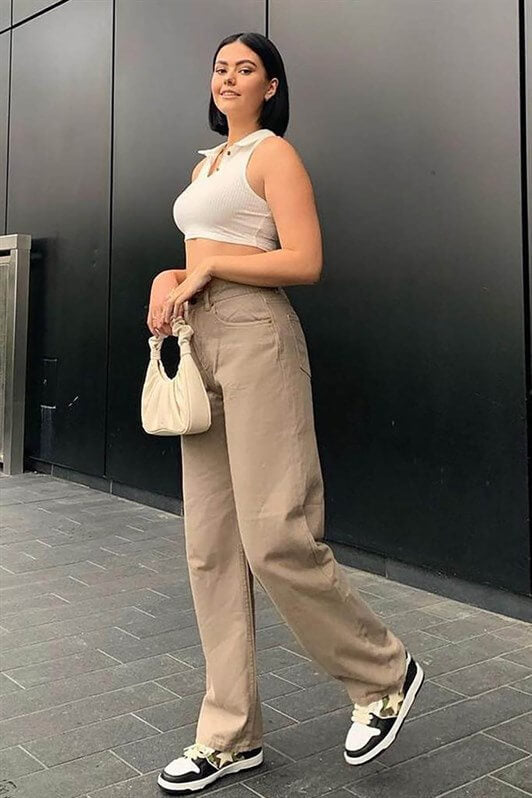 MDX Mad Girls Beige Palazzo Jeans MG1247 - Torres Vedras