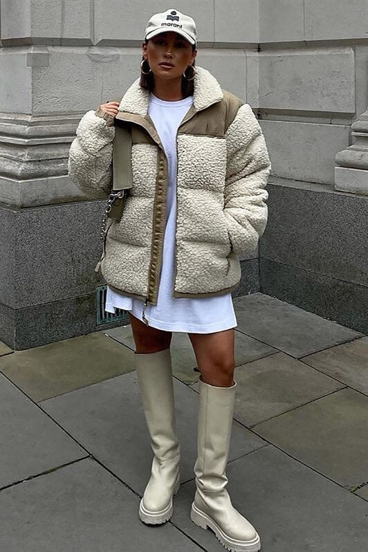 MDX Beige Plush Oversized Coat MG1371 - Pembroke Pines