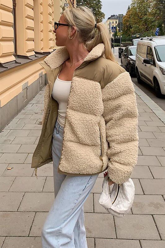 MDX Beige Plush Oversized Coat MG1371 - Pembroke Pines
