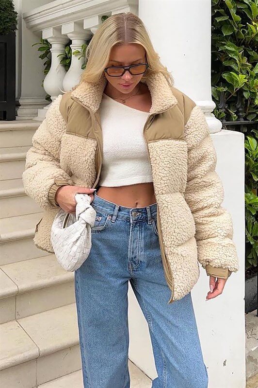 MDX Beige Plush Oversized Coat MG1371 - Pembroke Pines