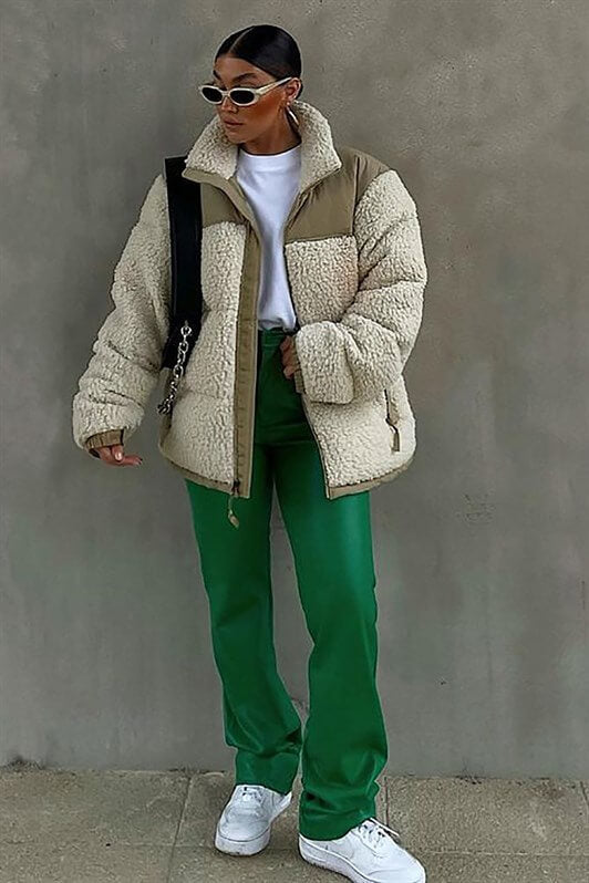 MDX Beige Plush Oversized Coat MG1371 - Pembroke Pines