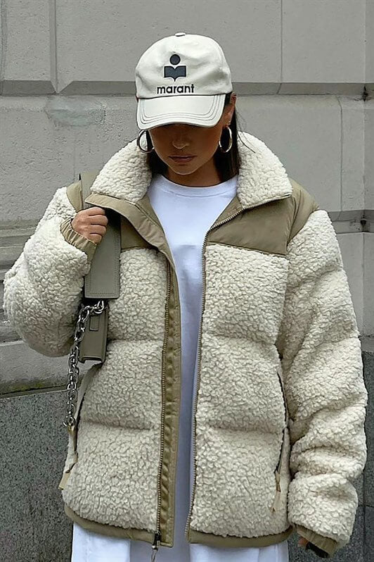 MDX Beige Plush Oversized Coat MG1371 - Pembroke Pines