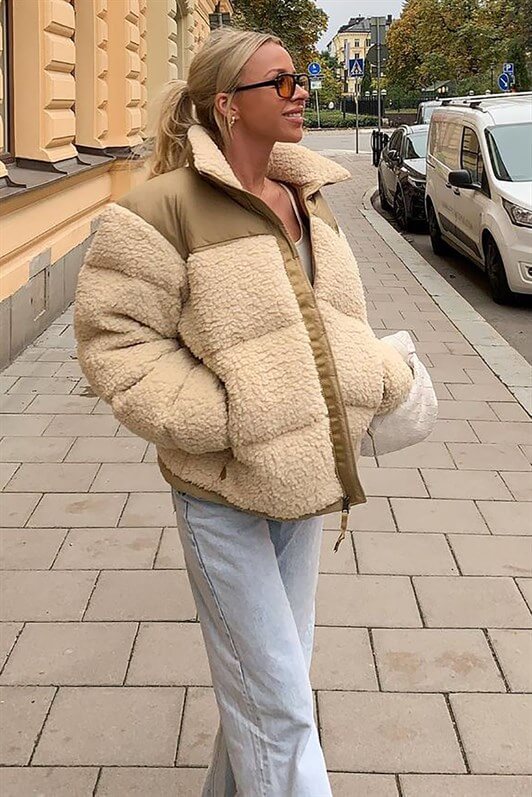 MDX Beige Plush Oversized Coat MG1371 - Pembroke Pines