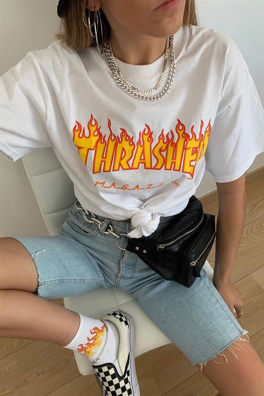 MDX Woman White Printed Oversize T-shirt MG1346 - Dendermonde
