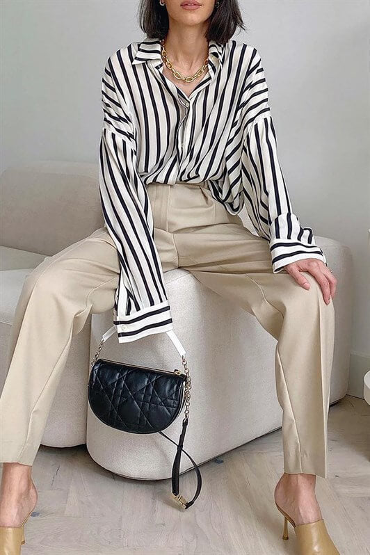 MDX Mad Girls White Striped Shirt MG1383 - Culiacán