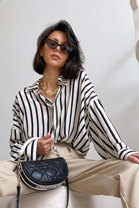MDX Mad Girls White Striped Shirt MG1383 - Culiacán