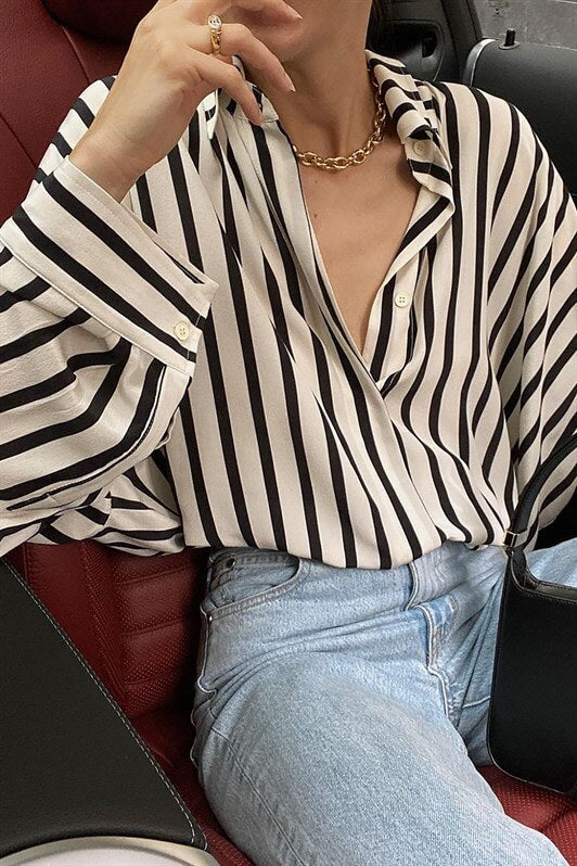 MDX Mad Girls White Striped Shirt MG1383 - Culiacán