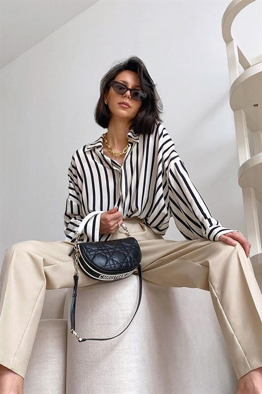 MDX Mad Girls White Striped Shirt MG1383 - Culiacán