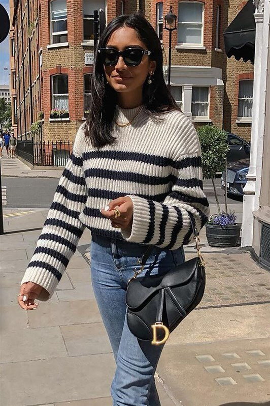 MDX Black Striped Sweater MG1298 - Harrisonburg