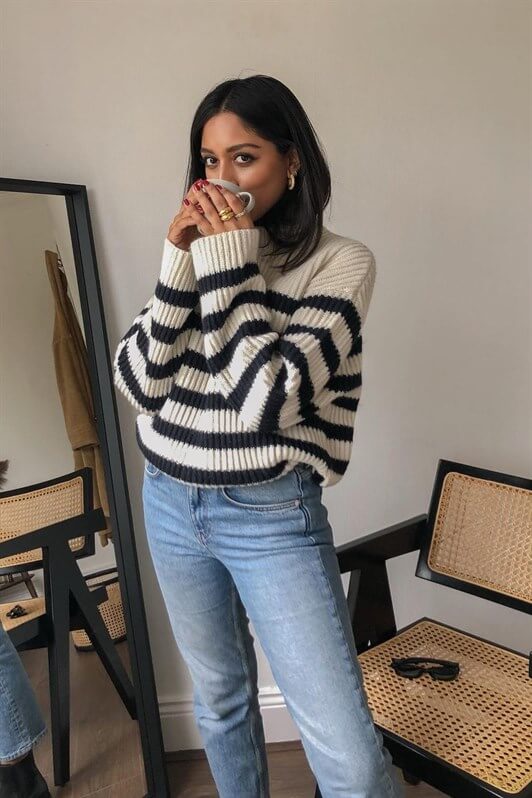 MDX Black Striped Sweater MG1298 - Harrisonburg
