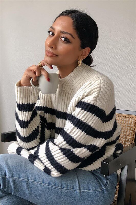 MDX Black Striped Sweater MG1298 - Harrisonburg