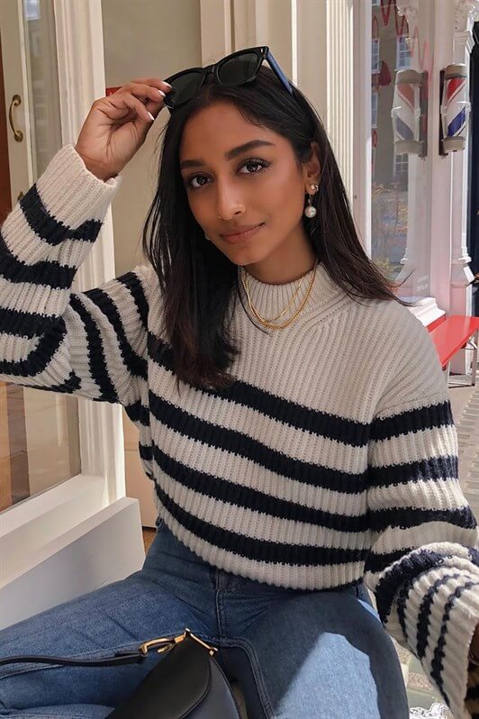 MDX Black Striped Sweater MG1298 - Harrisonburg