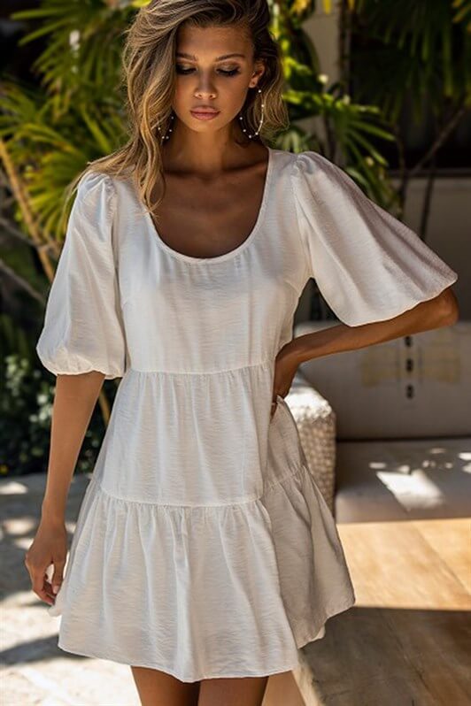 MDX White Backless Basic Short Dress - Addison