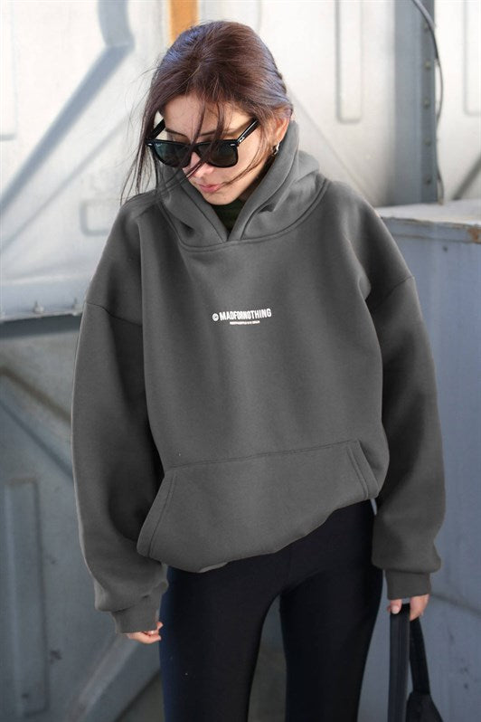 MDX Mad Girls Painted Gray Printed Oversize Sweatshirt MG1287 - Mineral de la Reforma