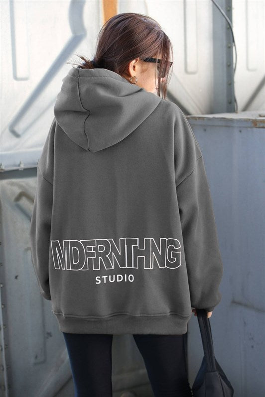 MDX Mad Girls Painted Gray Printed Oversize Sweatshirt MG1287 - Mineral de la Reforma