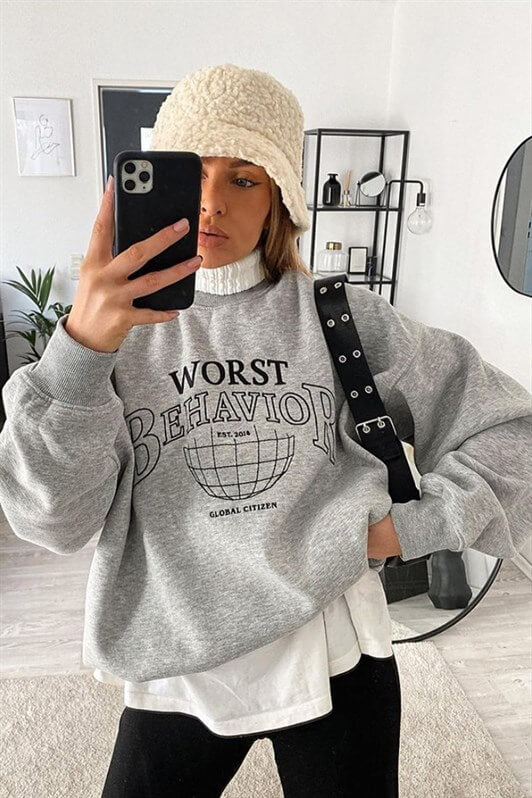 MDX Mad Girls Gray Woman Sweatshirt MG925 - New Haven