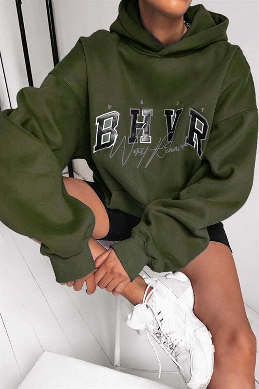 MDX Mad Girls Hooded Sweatshirt with Haki Embroidery MG812 - Tustin