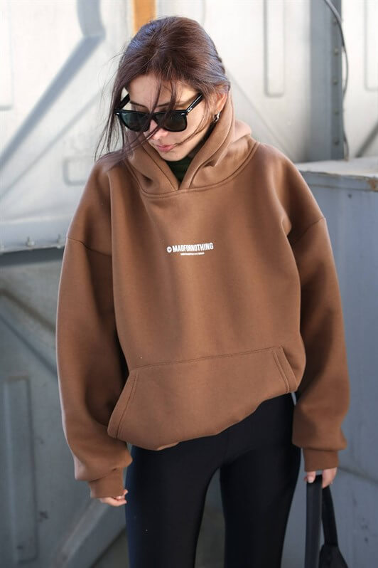 MDX Mad Girls Brown Printed Oversize Sweatshirt MG1287 - Delicias