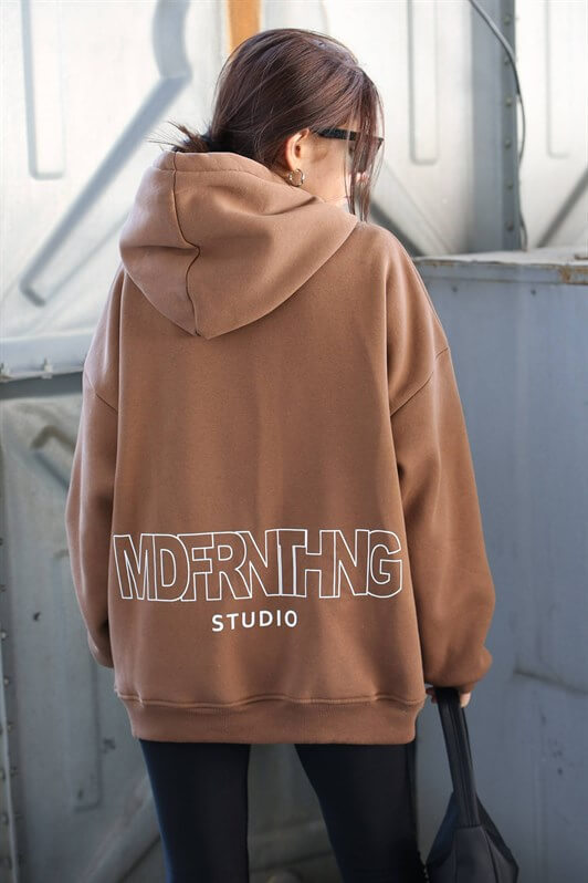 MDX Mad Girls Brown Printed Oversize Sweatshirt MG1287 - Delicias