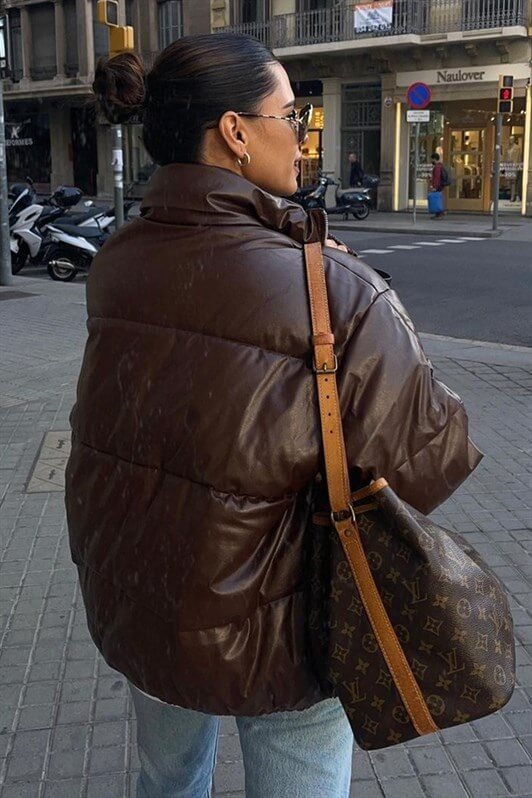 MDX Brown Oversize Basic Leather Jacket MG1387 - Sarasota