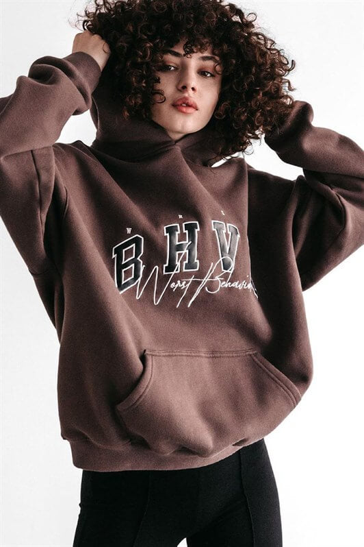 MDX Mad Girls Brown Embroidered Hooded Sweatshirt MG812 - Gilroy