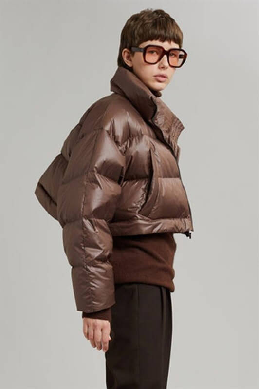 MDX Brown Puffer Jacket with Zipper Detail that Can be Shortened MG1398 - Berdychiv