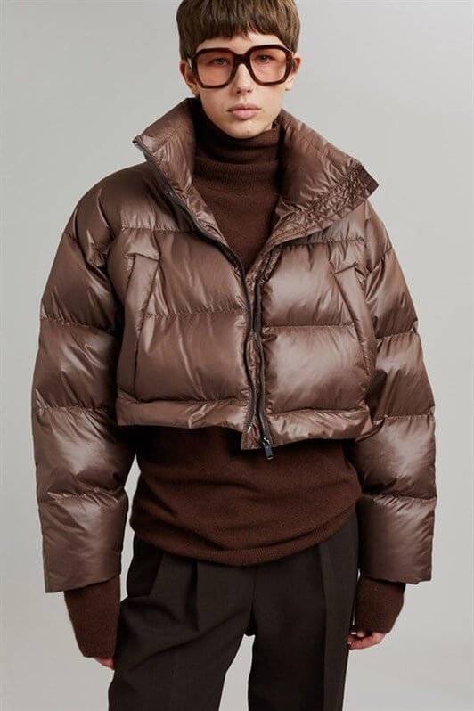 MDX Brown Puffer Jacket with Zipper Detail that Can be Shortened MG1398 - Berdychiv