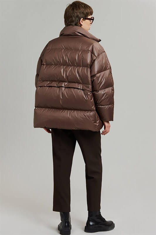 MDX Brown Puffer Jacket with Zipper Detail that Can be Shortened MG1398 - Berdychiv