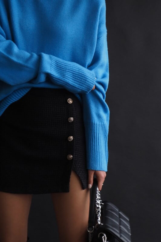 MDX Mad Girls Blue Fisherman Collar Sweater MG1252 - Juchitán de Zaragoza