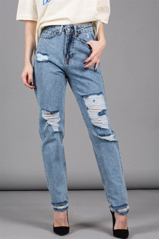 MDX Mad Girls Blue Distressed Mom Jean MG1163 - Saint-Hyacinthe