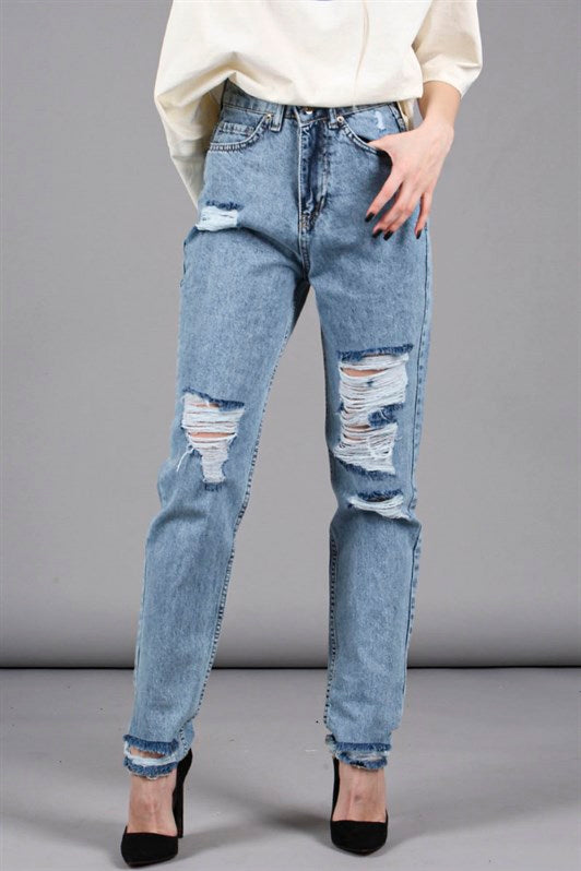 MDX Mad Girls Blue Distressed Mom Jean MG1163 - Saint-Hyacinthe