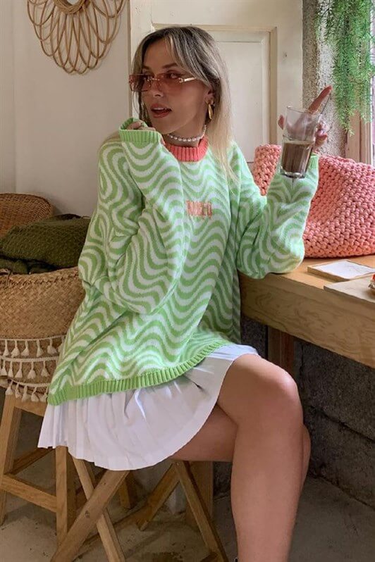 MDX Mad Girls Oversize Green Sweater MG1251 - Ciudad Constitución