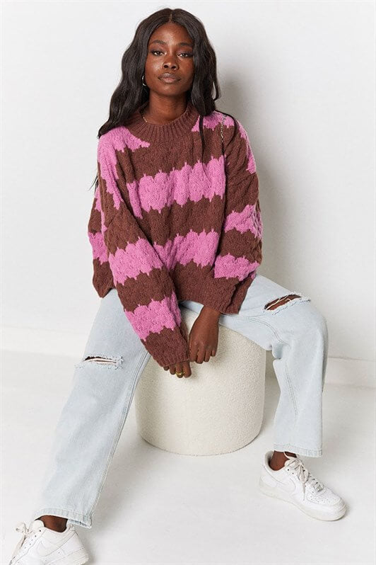 MDX Pink Patterned Oversized Sweater MG1205 - Castellammare di Stabia