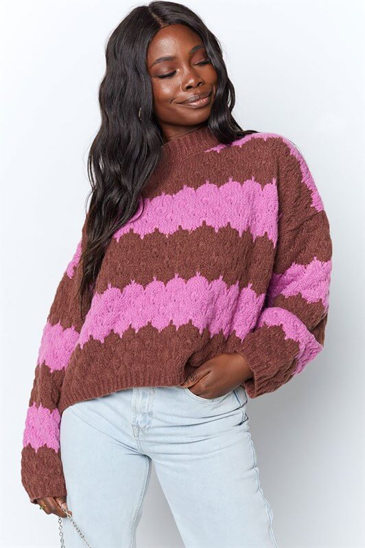 MDX Pink Patterned Oversized Sweater MG1205 - Castellammare di Stabia