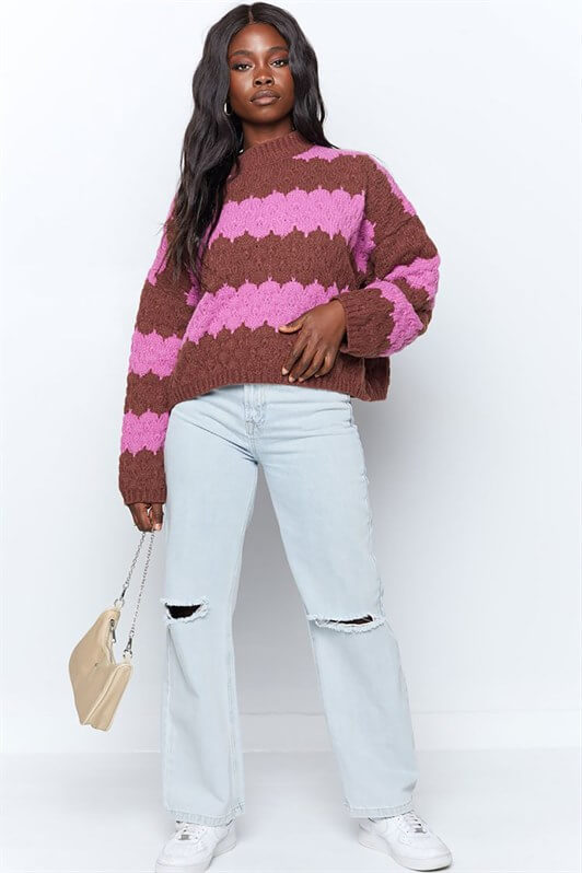 MDX Pink Patterned Oversized Sweater MG1205 - Castellammare di Stabia