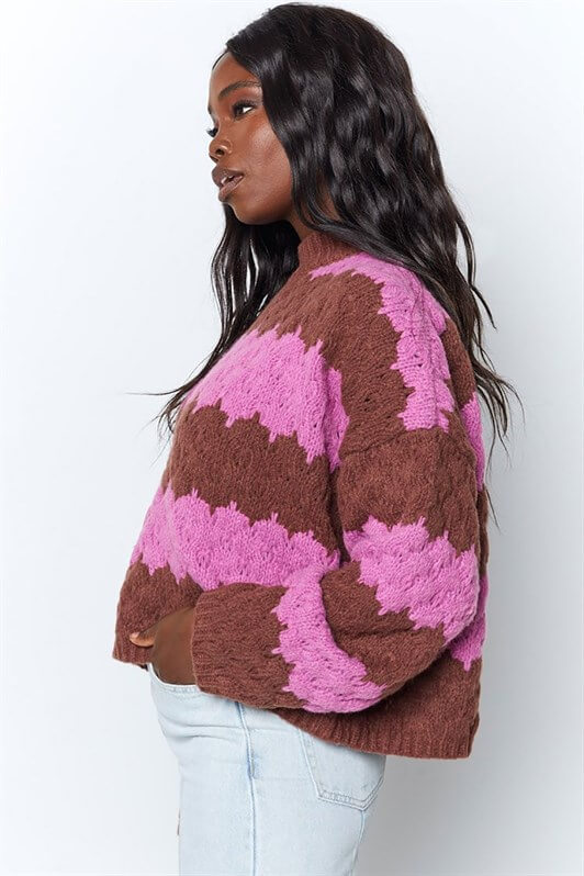 MDX Pink Patterned Oversized Sweater MG1205 - Castellammare di Stabia