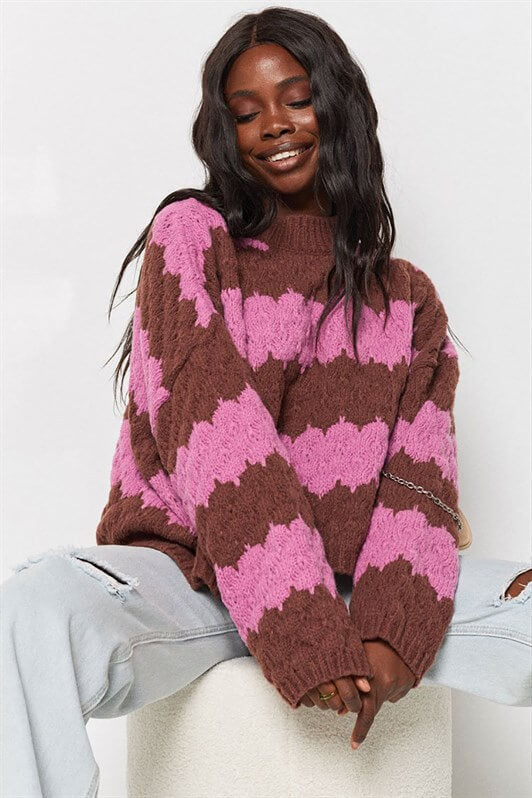 MDX Pink Patterned Oversized Sweater MG1205 - Castellammare di Stabia