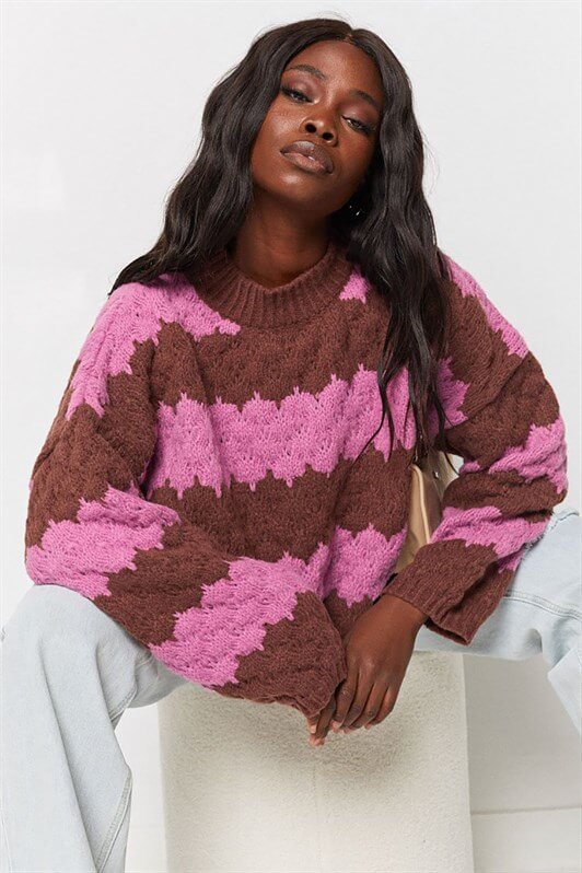 MDX Pink Patterned Oversized Sweater MG1205 - Castellammare di Stabia