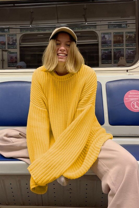 MDX Mad Girls Yellow Oversized Sweater MG1297 - North Shields