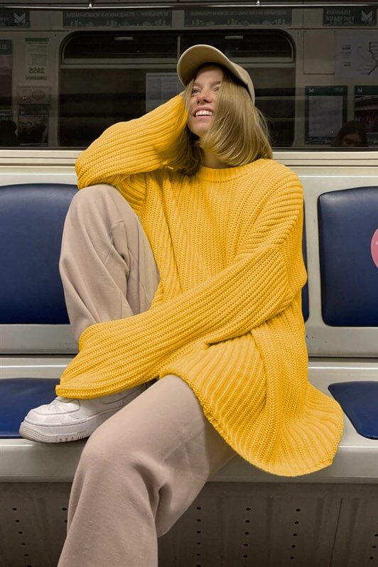 MDX Mad Girls Yellow Oversized Sweater MG1297 - North Shields