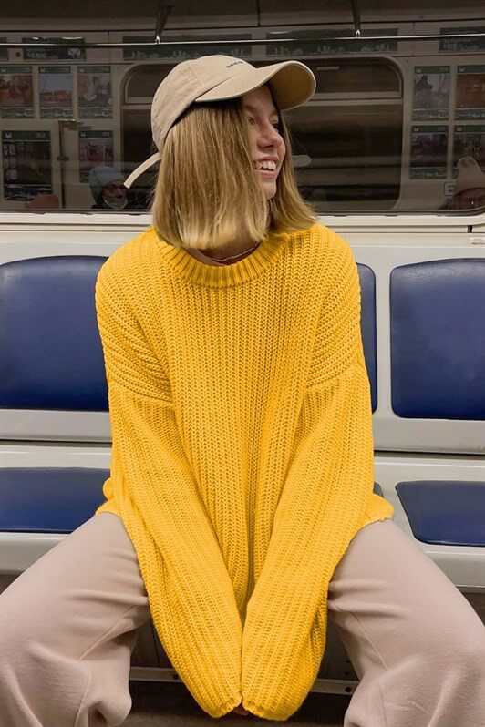 MDX Mad Girls Yellow Oversized Sweater MG1297 - North Shields
