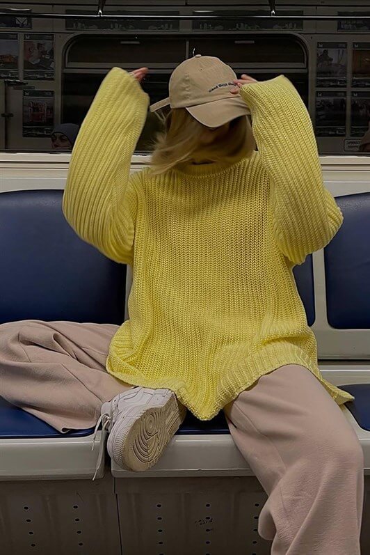MDX Mad Girls Yellow Oversized Sweater MG1297 - North Shields
