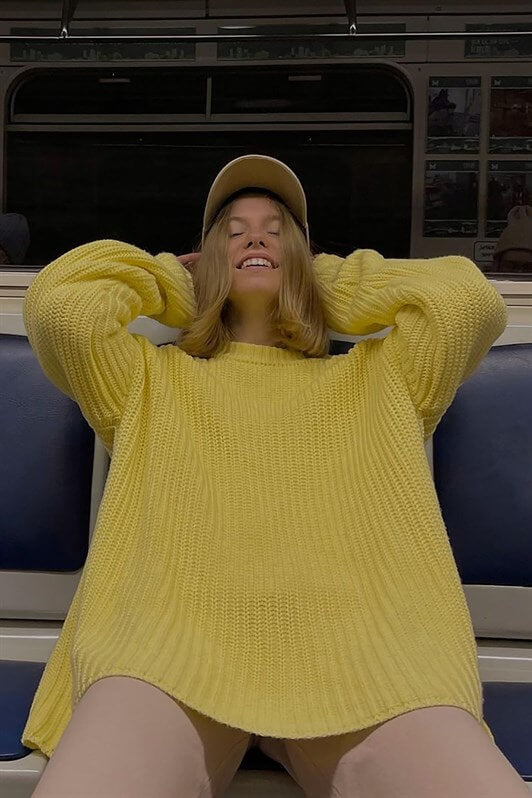 MDX Mad Girls Yellow Oversized Sweater MG1297 - North Shields
