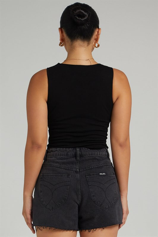 MDX Black Ripped Detail Basic Bodysuit - Huehuetoca