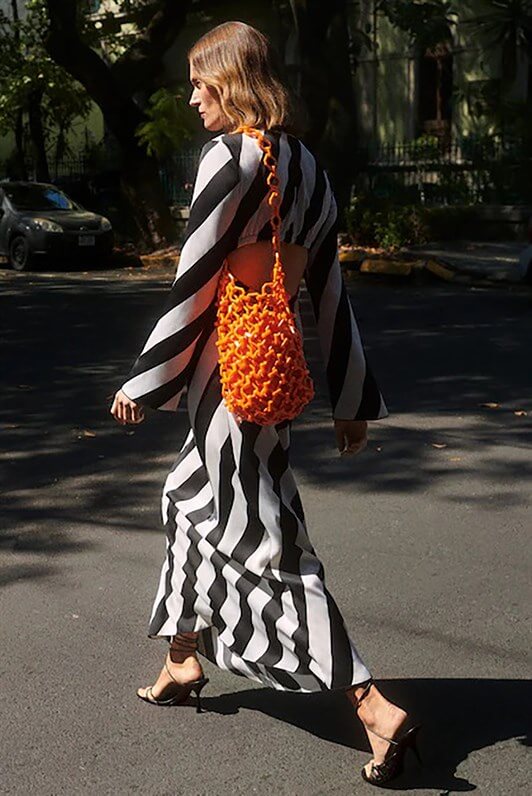 MDX Black Striped Back Detail Long Dress MG1443 - Worcester